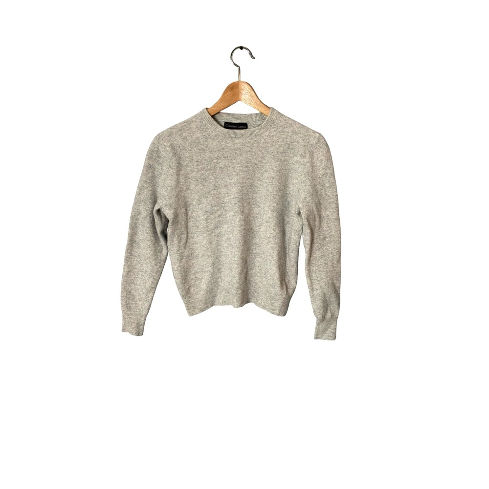 Christian Lacroix Gray Merino Wool Cashmere Blend Crew Neck Sweater Size M - Picture 4 of 8